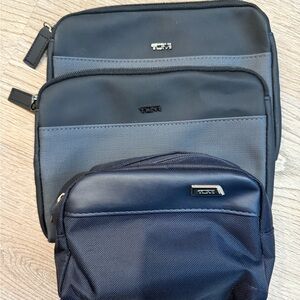Tumi Black and Gray Toiletry Bag Trio